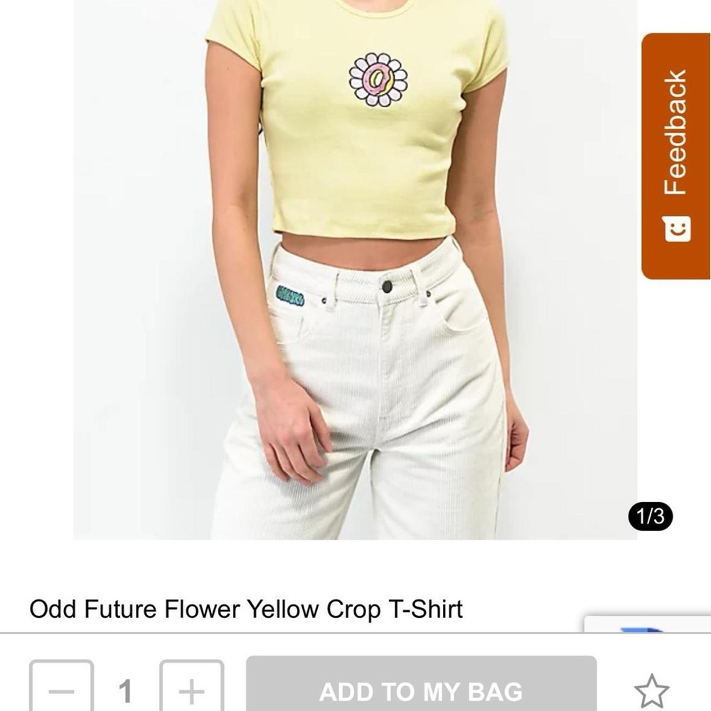 Odd Future Light Yellow Floral Crop Top